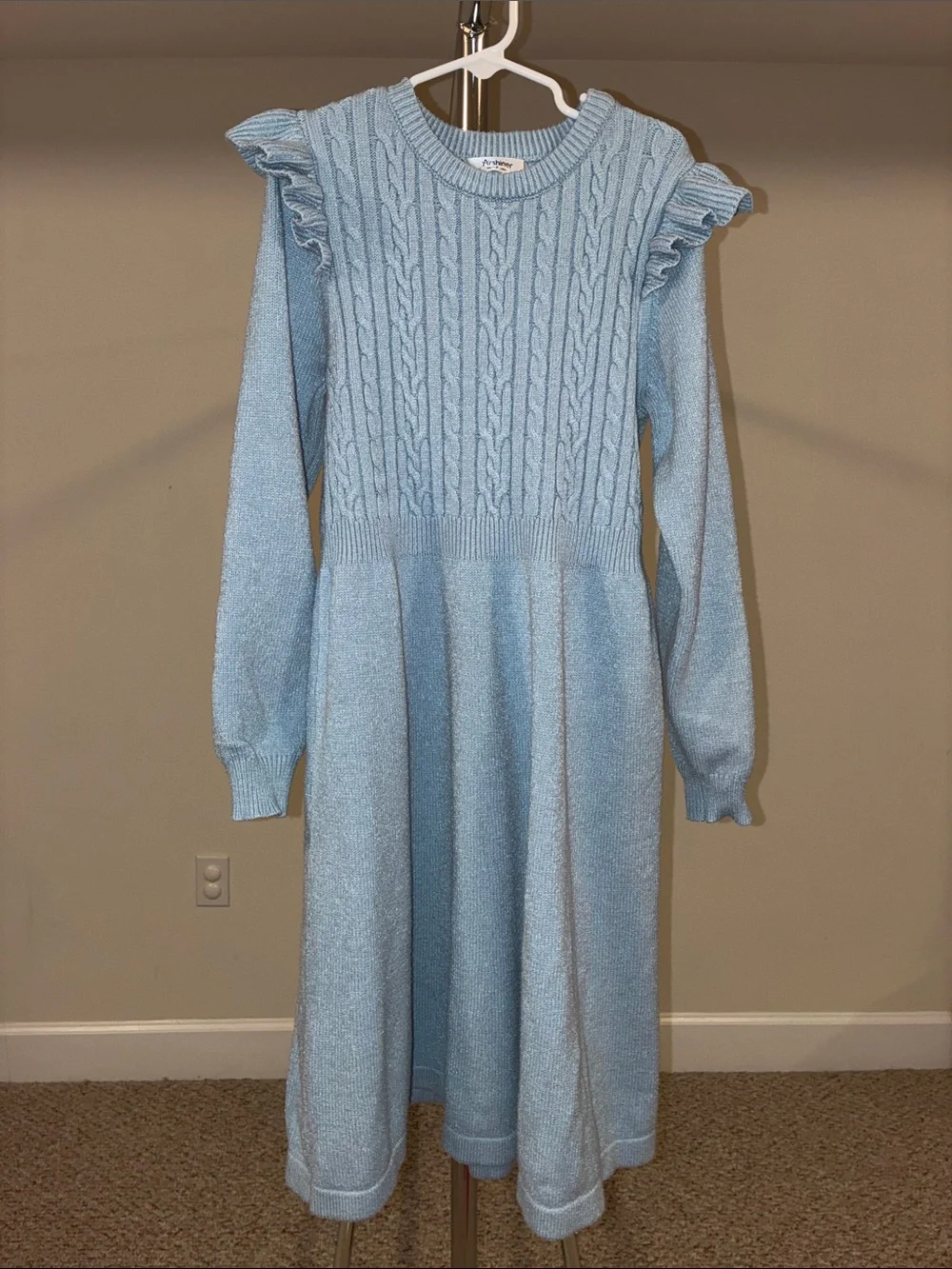 Arshiner Girls’ Long Sleeve Crew Neck Pullover Midi Dress